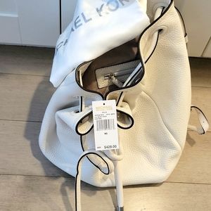 Michael Kors Dalia - white leather backpack with dustbag and price tag attached